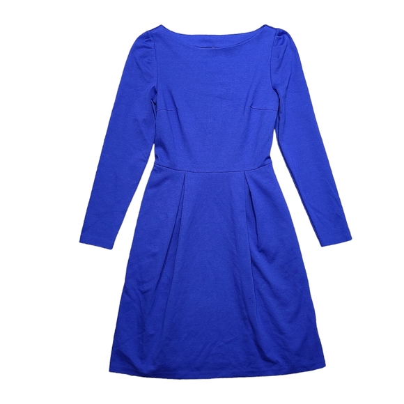 Boden Melanie Ponte Dress Long Sleeve Pleated Greek Blue - Picture 3 of 7